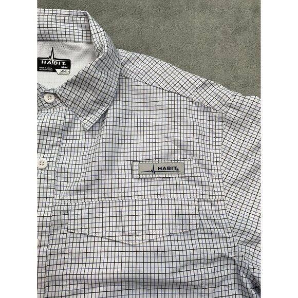 Habit Men's Medium Dockside Check Black-Colony Blue Short Sleeve Shirt - Picture 8 of 10